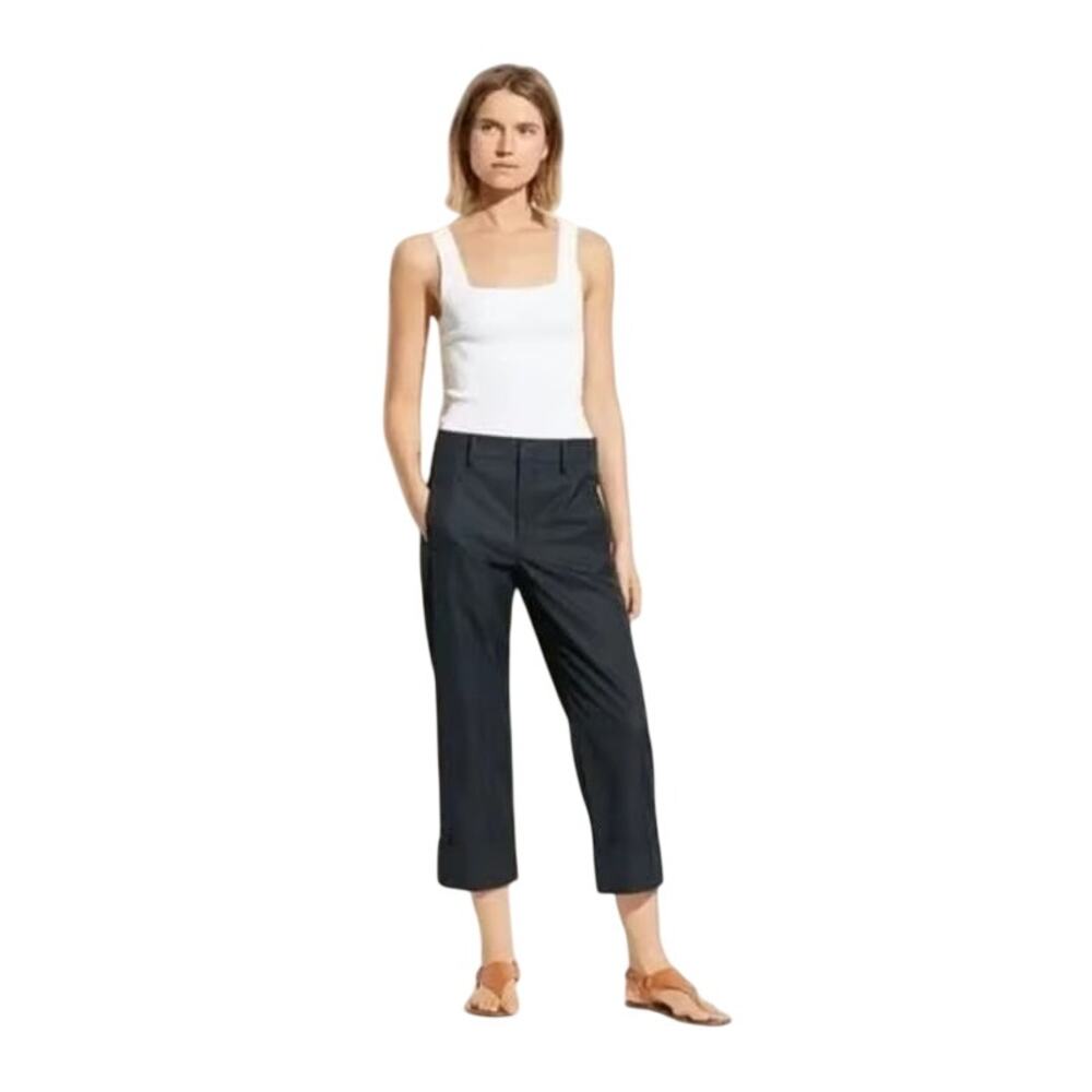 Vince Cotton Cuffed Trouser Pants High Rise Casual Office Minimalist Preppy 0